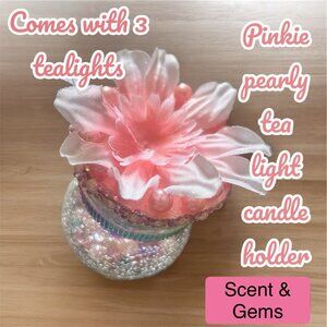 Pinkie Pearly tealight holder (handmade)